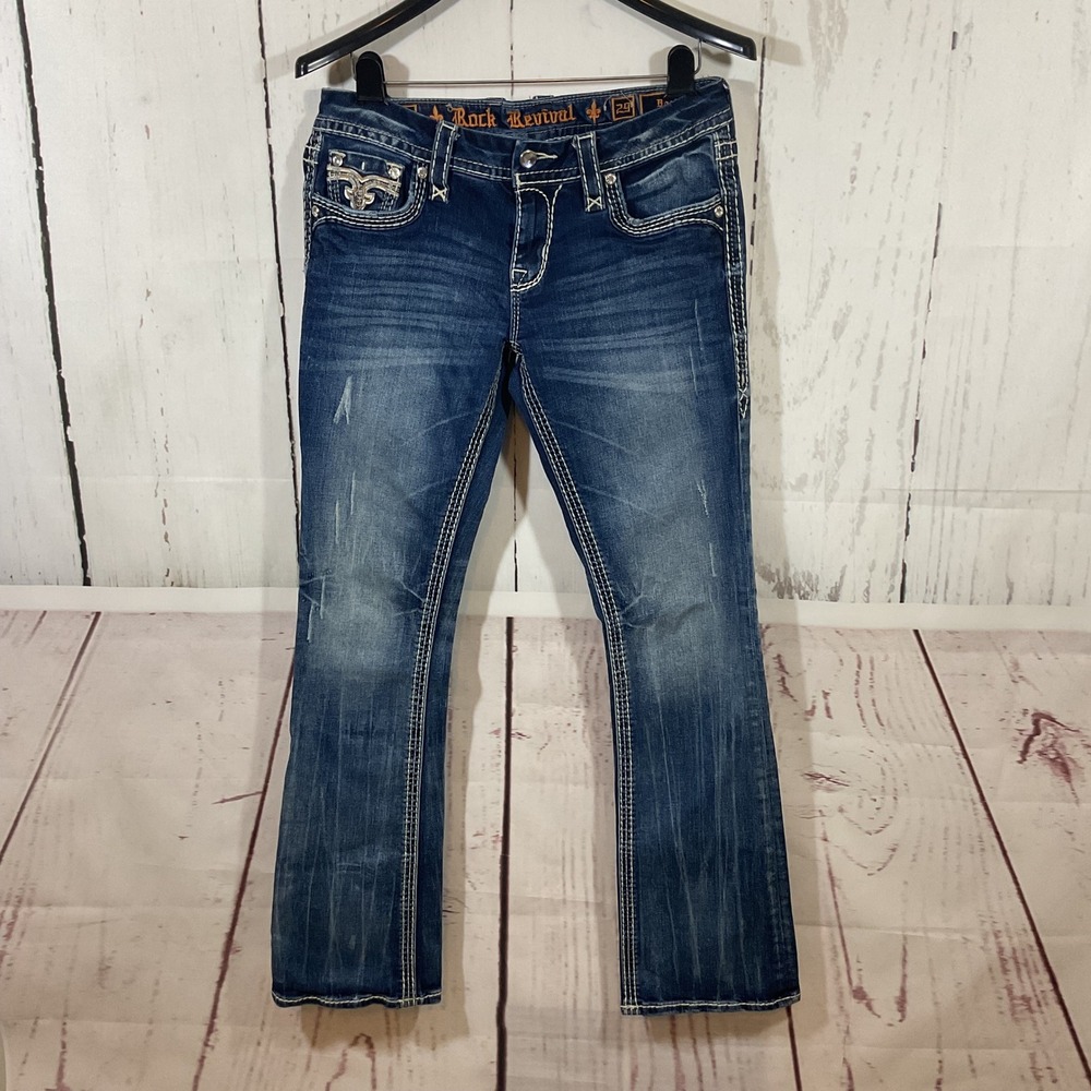 Rock Revival Yui Bootcut Jeans Women 29 Embellished Rhinestone  Western Cowgirl